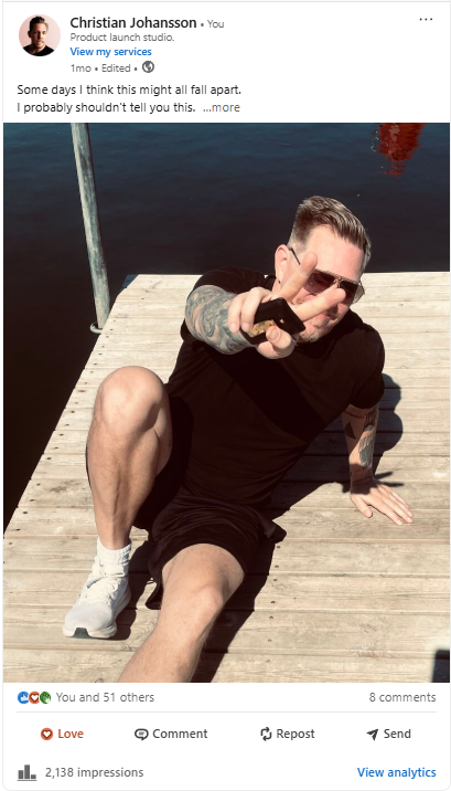 LinkedIn post by Christian Johansson, 2,138 impressions